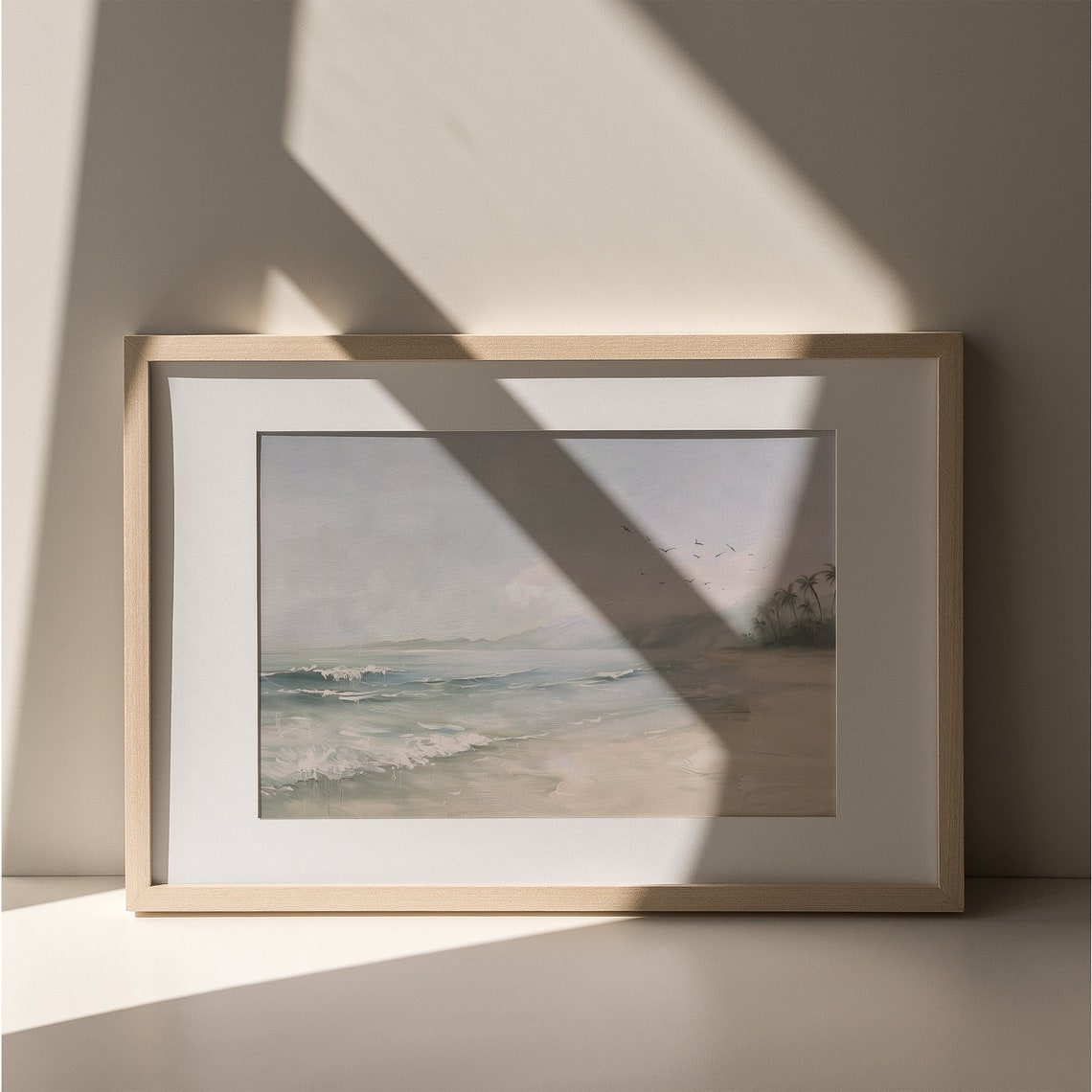 Tropical Beach Palm Trees Neutral Coastal Summer Seascape Print - Image 2