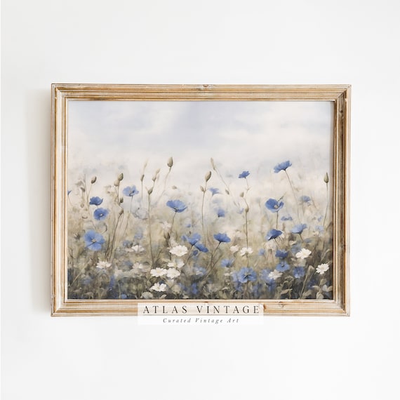 Blue Wildflowers Field with Cornflowers Summer Meadow Poster