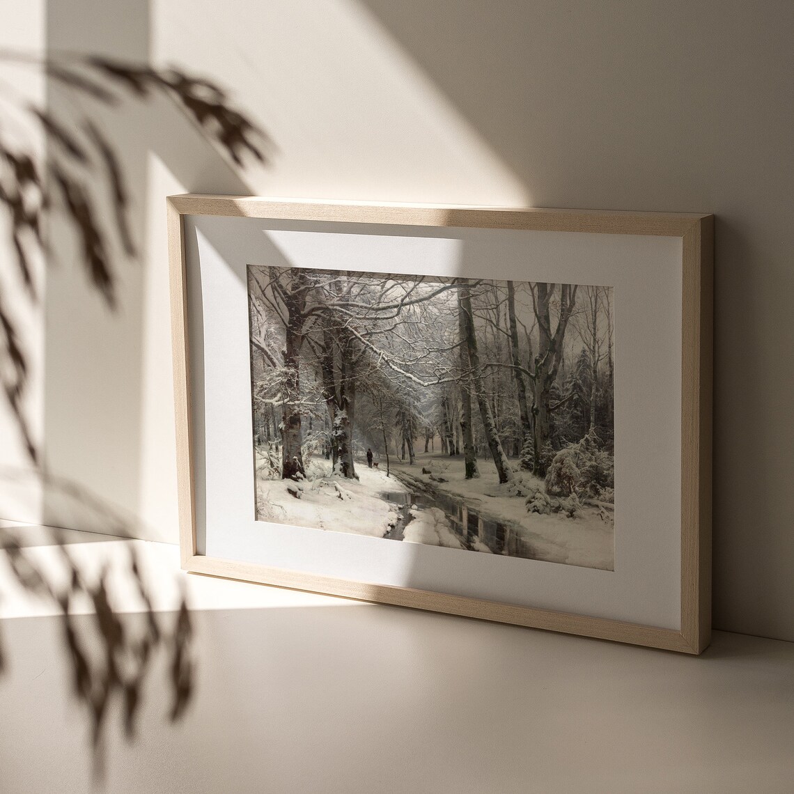 Snowy Winter Forest Path With Frozen Pond And Lone Walker Fine Art Poster - Image 7