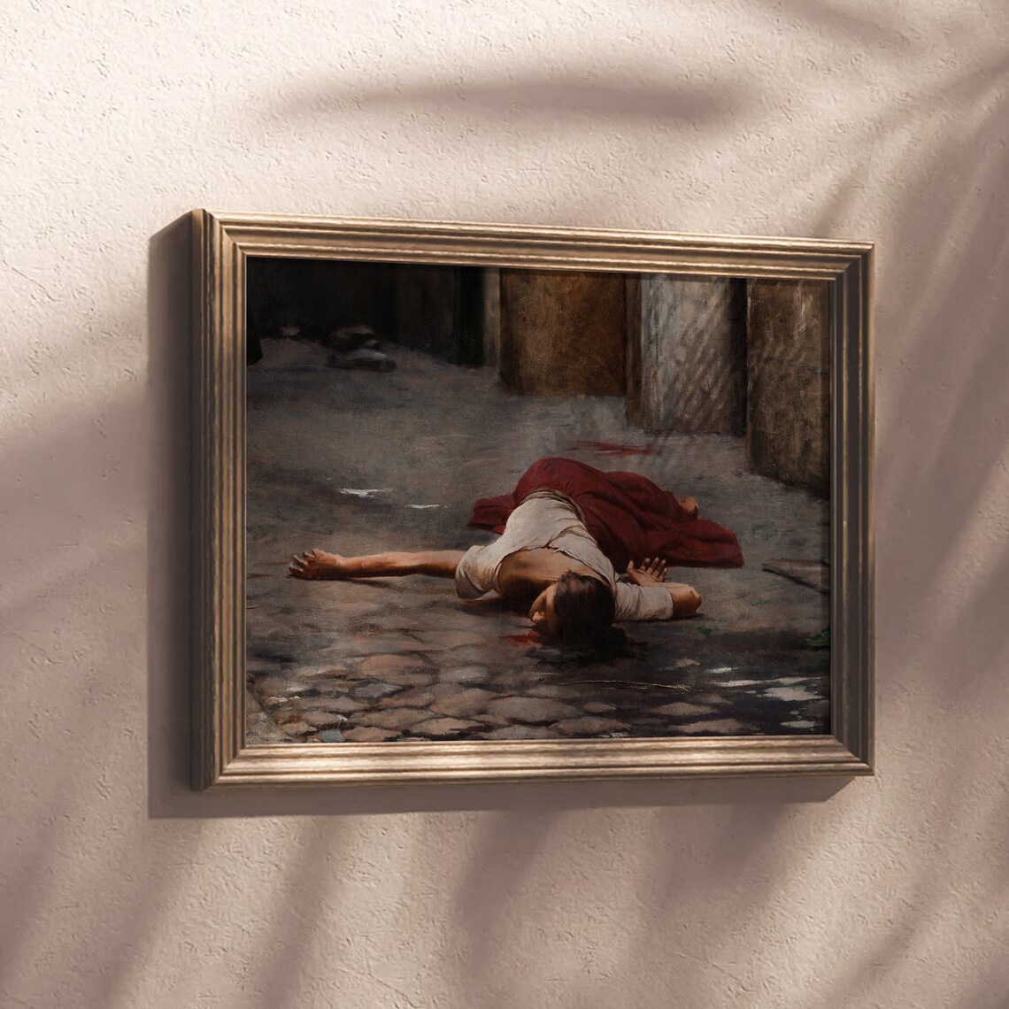 Moody Dark Alley Fallen Woman Dramatic Oil Painting Dark Academia Poster - Image 4
