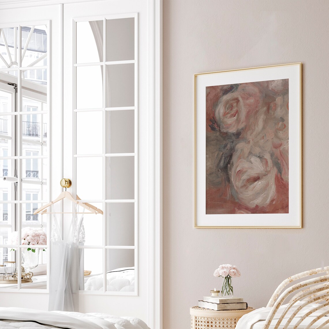 Blush Pink Abstract Roses Impressionist Oil Painting Vintage Floral Poster - Image 7
