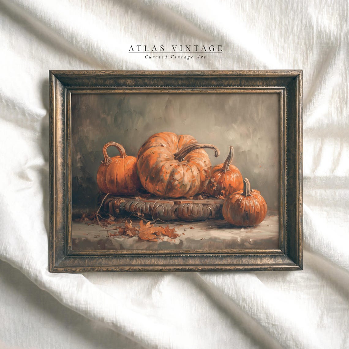 Rustic Pumpkin Still Life Painting Four Orange Pumpkins Poster