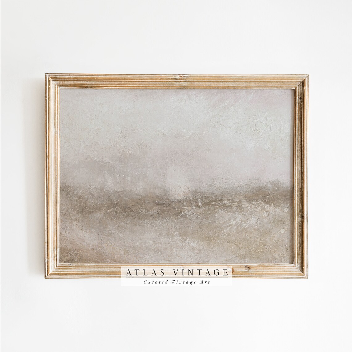 Soft Neutral Beige Abstract Seascape Textured Misty Ocean Painting Poster