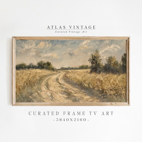 Impressionist Golden Wheat Field Poster Summer Country Path Painting