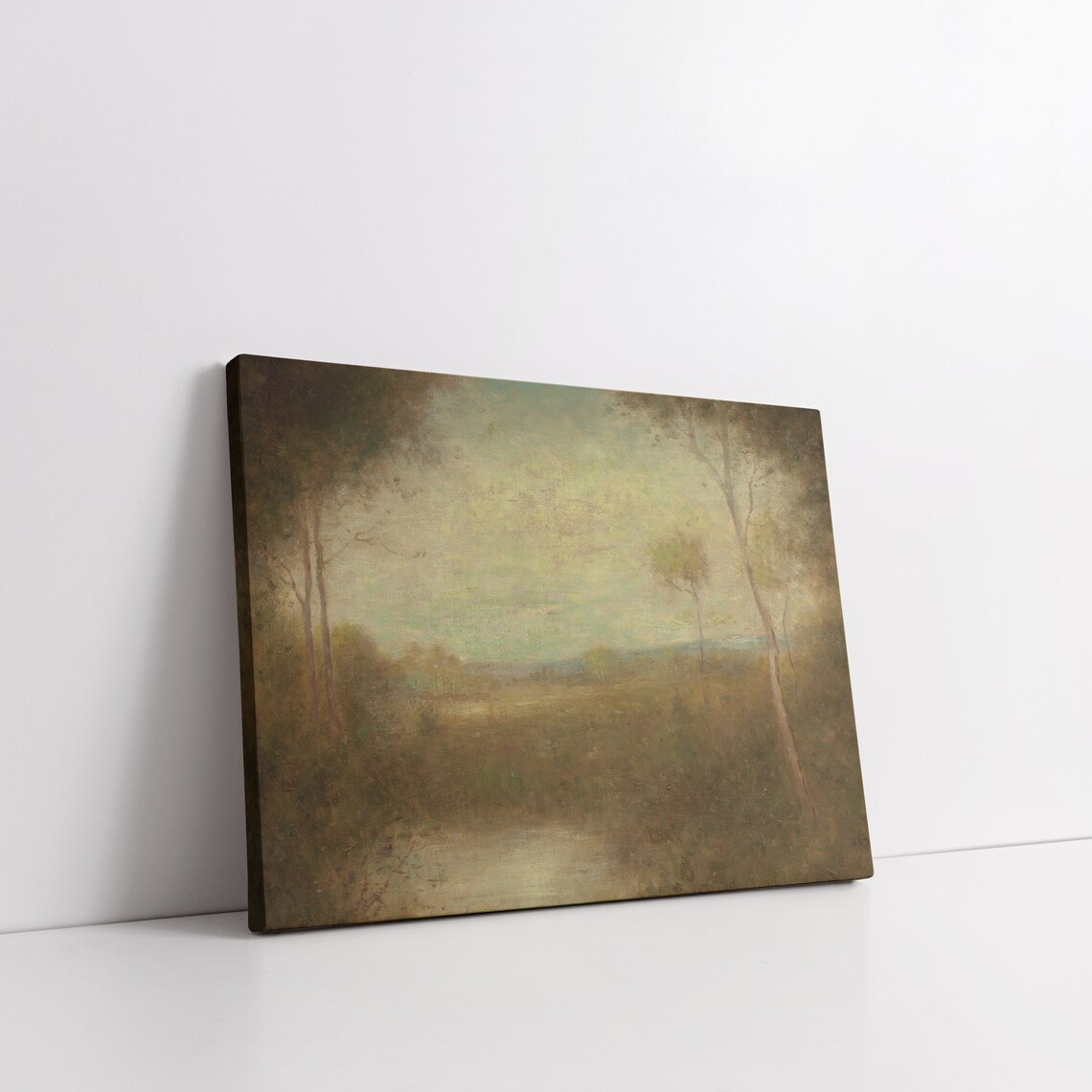 Vintage Moody Fall Landscape Dark Forest Pond Muted Autumn Trees Poster - Image 7