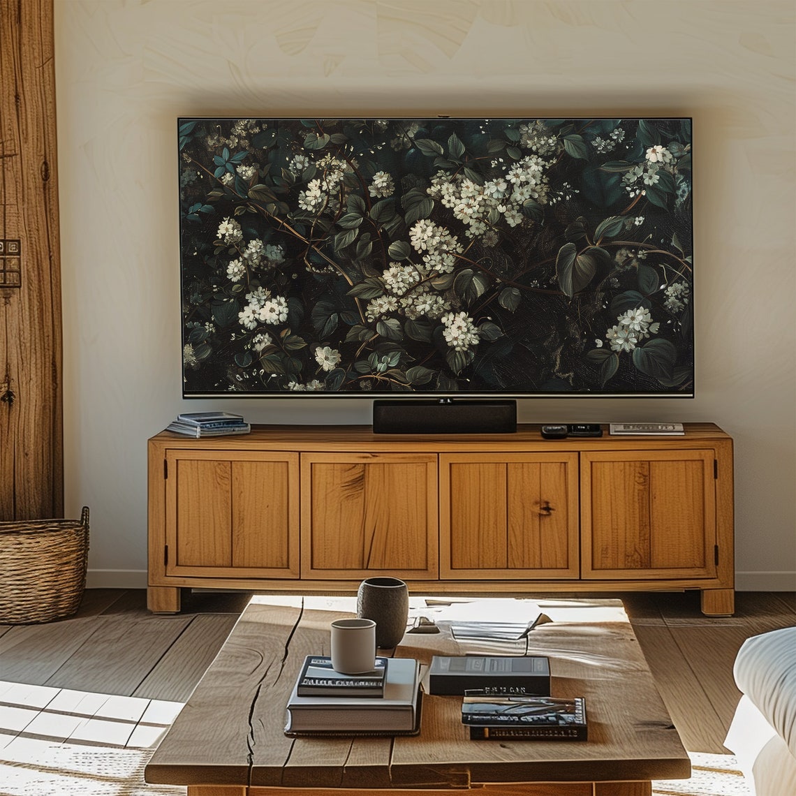 White Flower Landscape Frame Tv Art Vintage Wildflower Meadow Painting Tv Art Dark Moody Floral Screensaver French Country Decor - Image 6