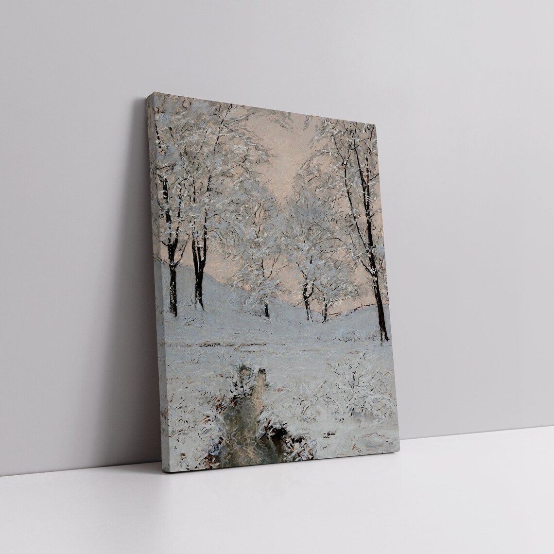 Vintage Snowy Forest Winter Landscape With Frosted Trees Stream Poster - Image 7