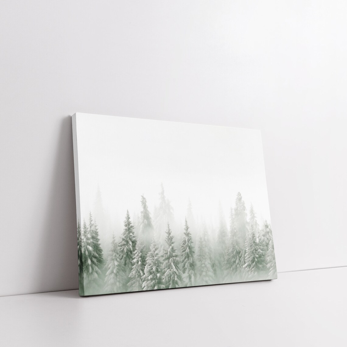Snowy Pine Forest Treeline Winter Mist Christmas Vintage Nature Poster - Image 6