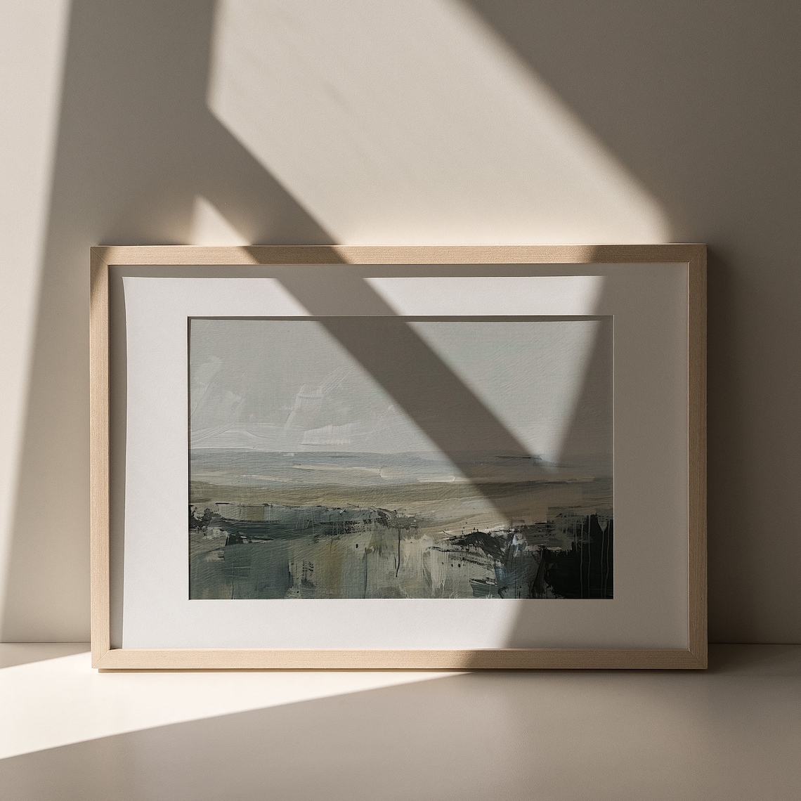 Muted Green Abstract Landscape Oil Painting Print Minimal Neutral Rustic Art - Image 7