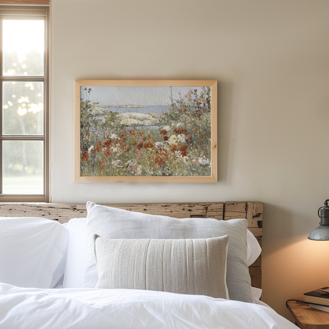 Poppy Wildflower Meadow Overlooking Sea Impressionist Vintage Summer Art Poster - Image 6