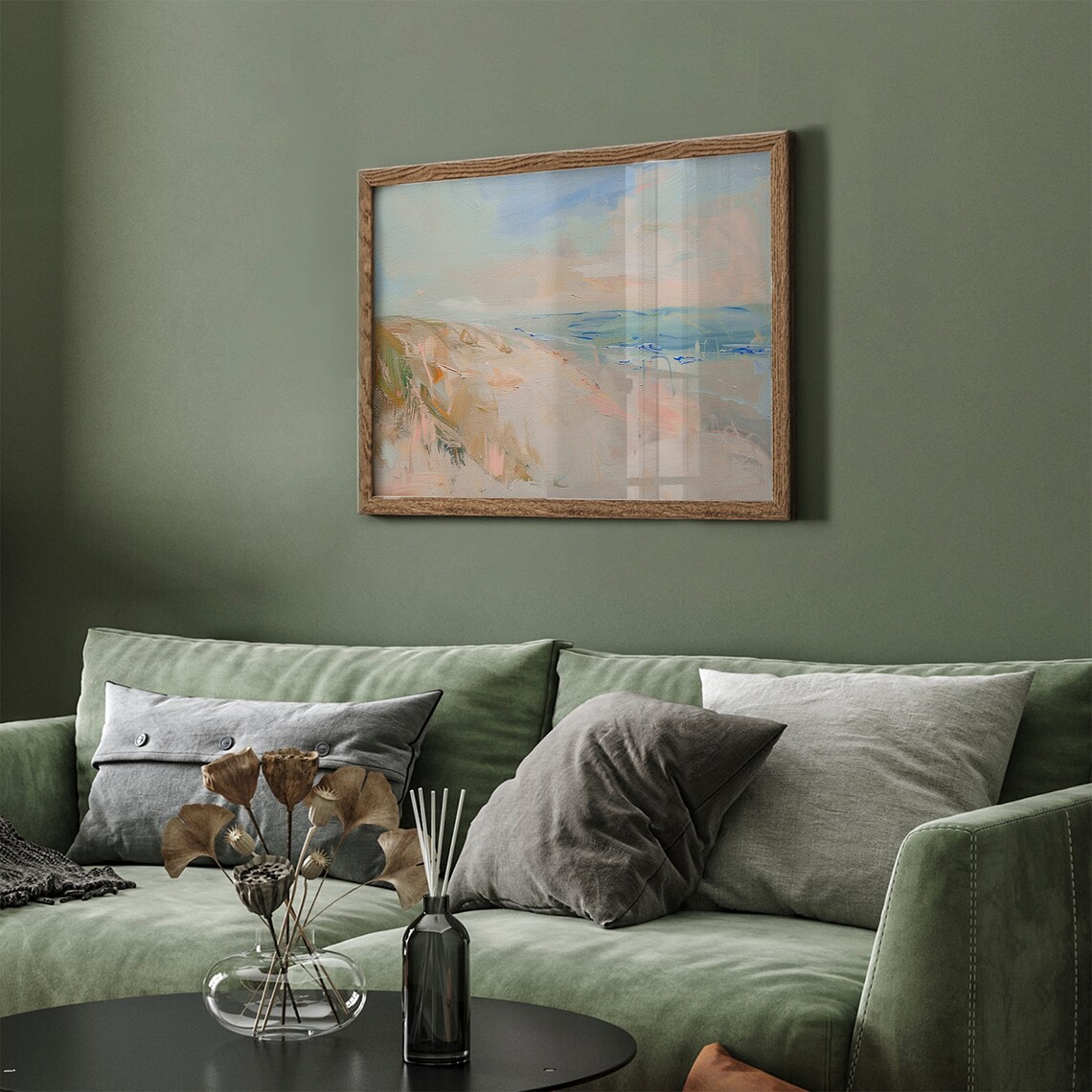 Pastel Pink Blue Beach Waves Modern Abstract Seascape Coastal Wall Poster - Image 3