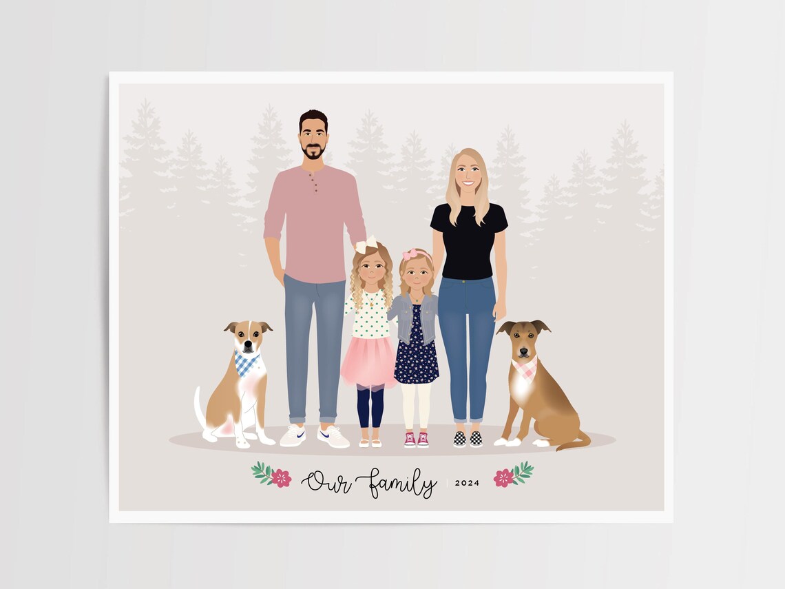 Custom Family Portrait, Personalized Mothers Day Gift - Image 3