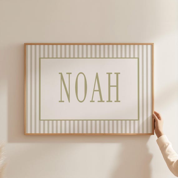 Personalized Vintage Sage Green Nursery Boy Art Print