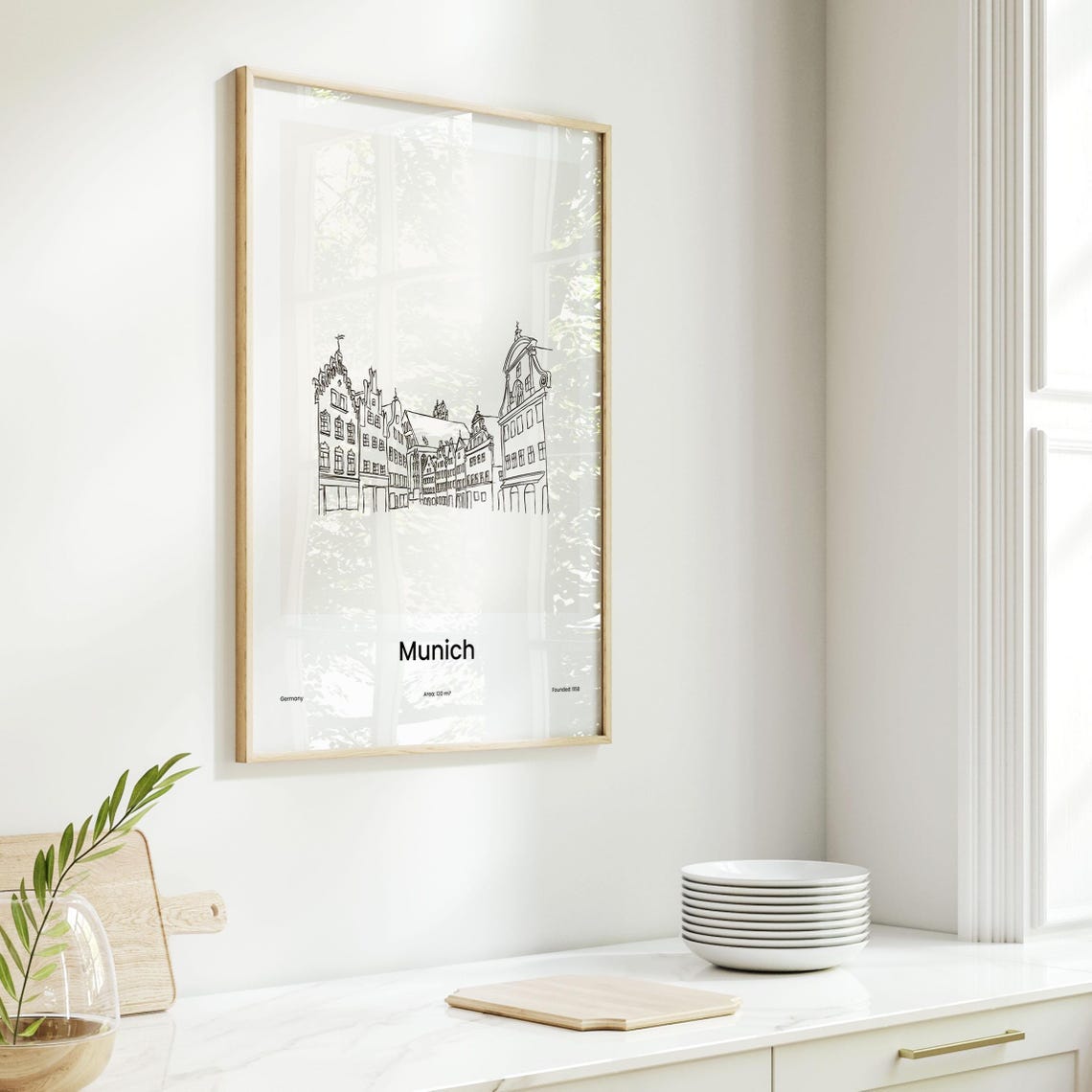 Munich Germany Old Town Facades One Line Minimalist Drawing Poster - Image 6