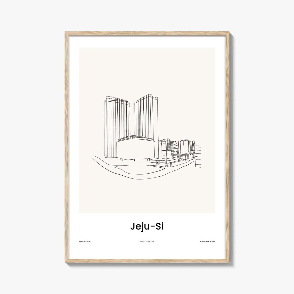 Jeju Si South Korea Minimalist Line Drawing Cityscape Poster