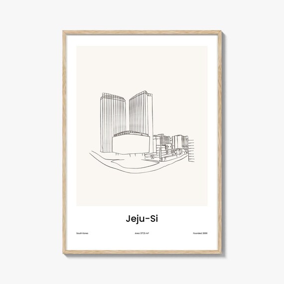 Jeju Si South Korea Minimalist Line Drawing Cityscape Poster