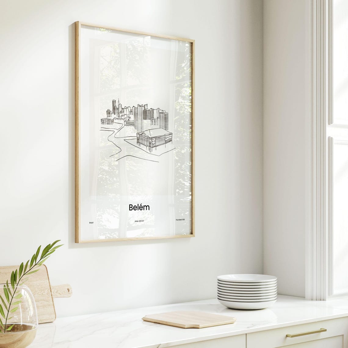 Belém Brazil Riverside Theater Skyline Minimalist Line Drawing Poster - Image 6