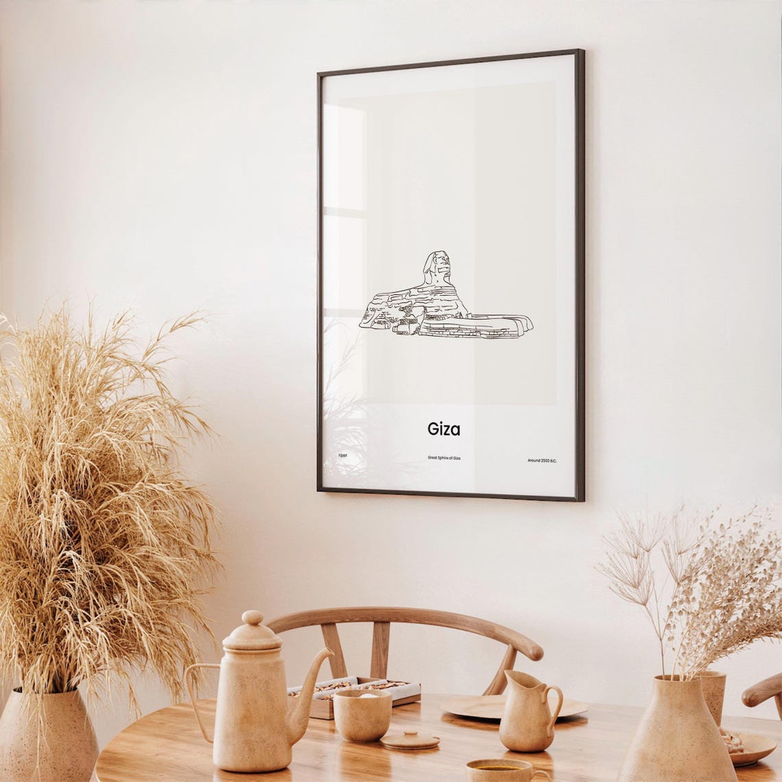 Giza Egypt Ancient Great Sphinx Minimalist Line Drawing Poster - Image 3