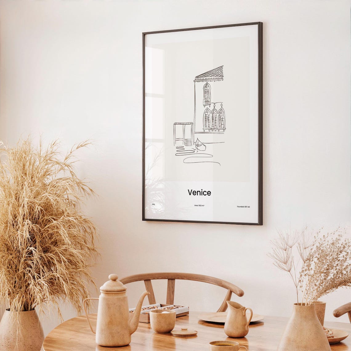 Venice Italy Historic Canal House Minimalist Line Drawing Poster - Image 3