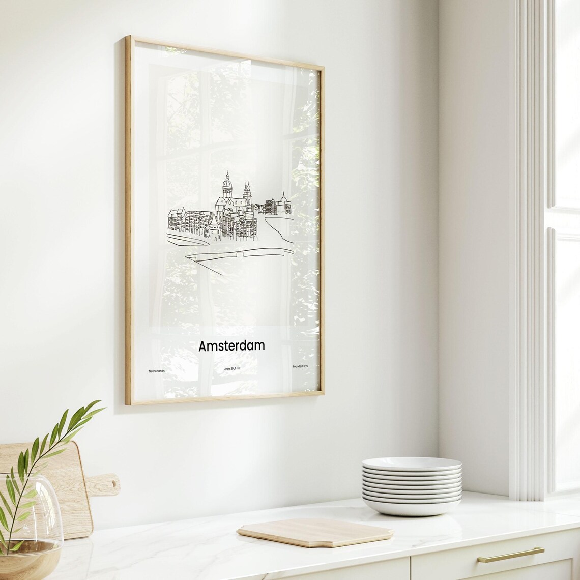 Amsterdam Netherlands Canal Skyline Minimalist Line Drawing Poster - Image 6
