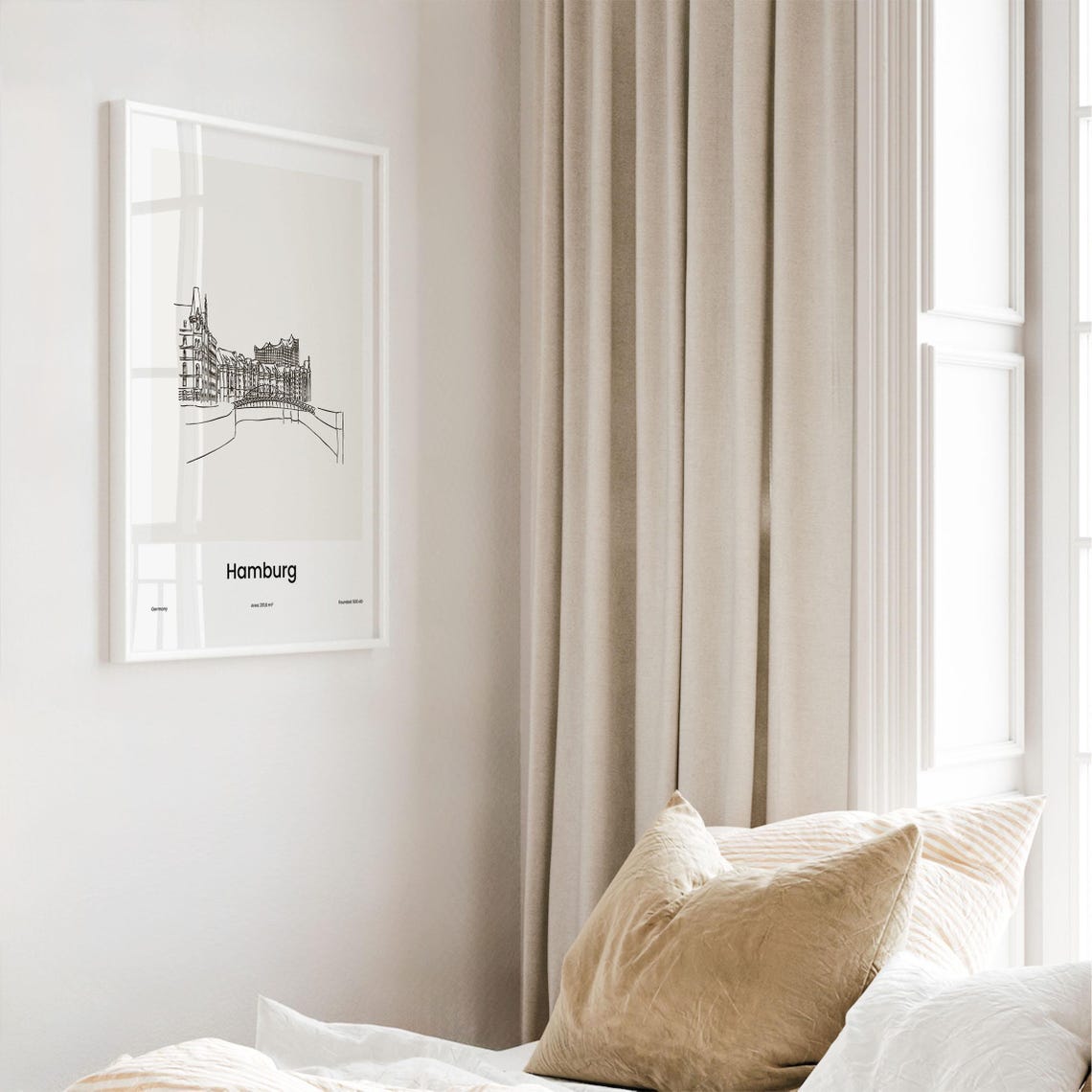 Hamburg Germany Elbphilharmonie One Line Skyline Travel Art Poster - Image 4