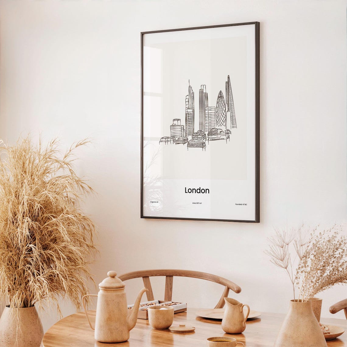 London England City Skyline Minimalist Line Drawing Art Poster - Image 3