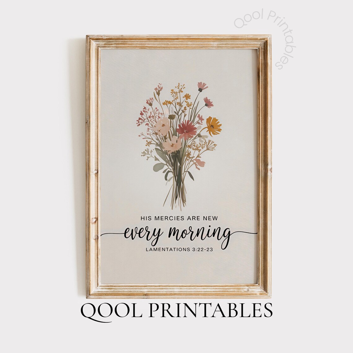 Lamentations 3:22-23 Scripture Art Print, Floral Decor