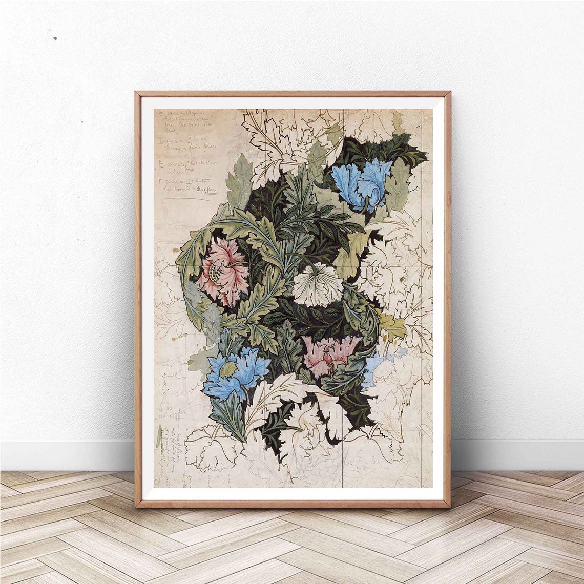 William Morris Poppy Floral Wallpaper Design Study Art Poster