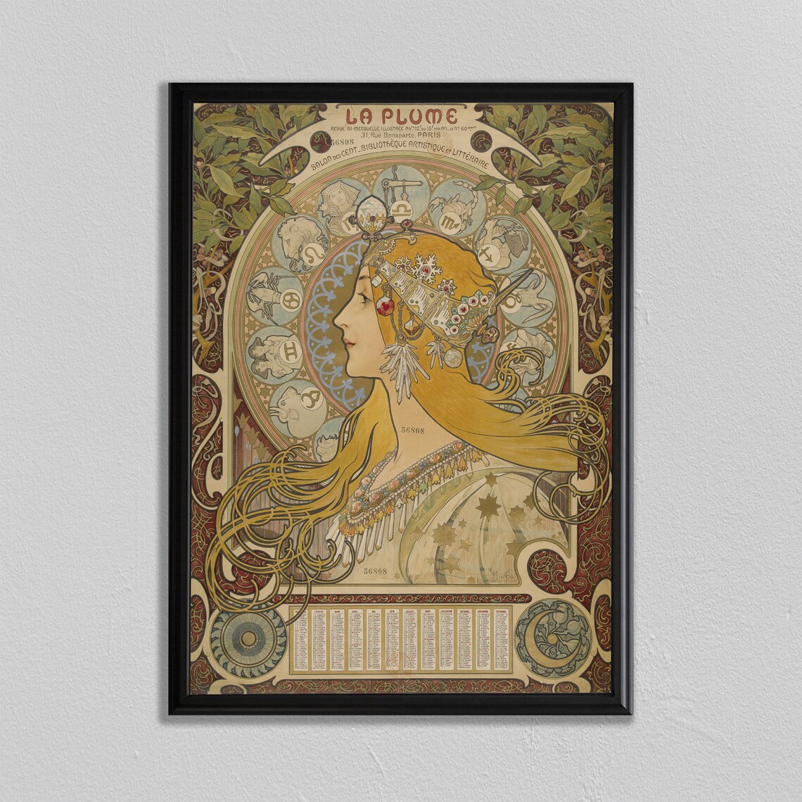 Alphonse Mucha Art Nouveau Poster, Vintage