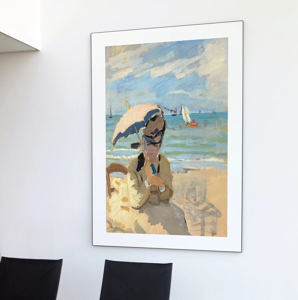 Impressionist Woman With Parasol Seaside Beach Oil Painting Poster