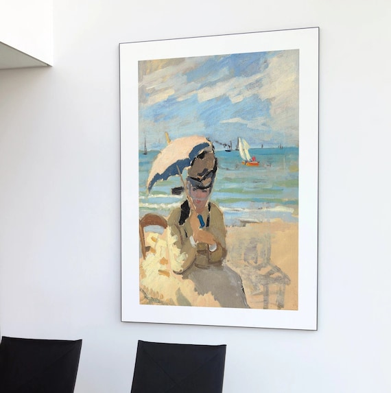 Impressionist Woman With Parasol Seaside Beach Oil Painting Poster