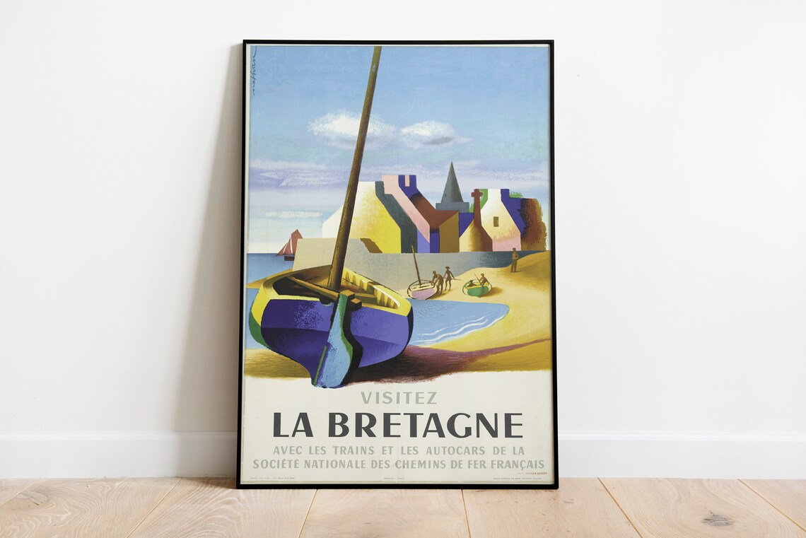 La Bretagne Paris French Riviera Vintage Travel Poster - Image 2