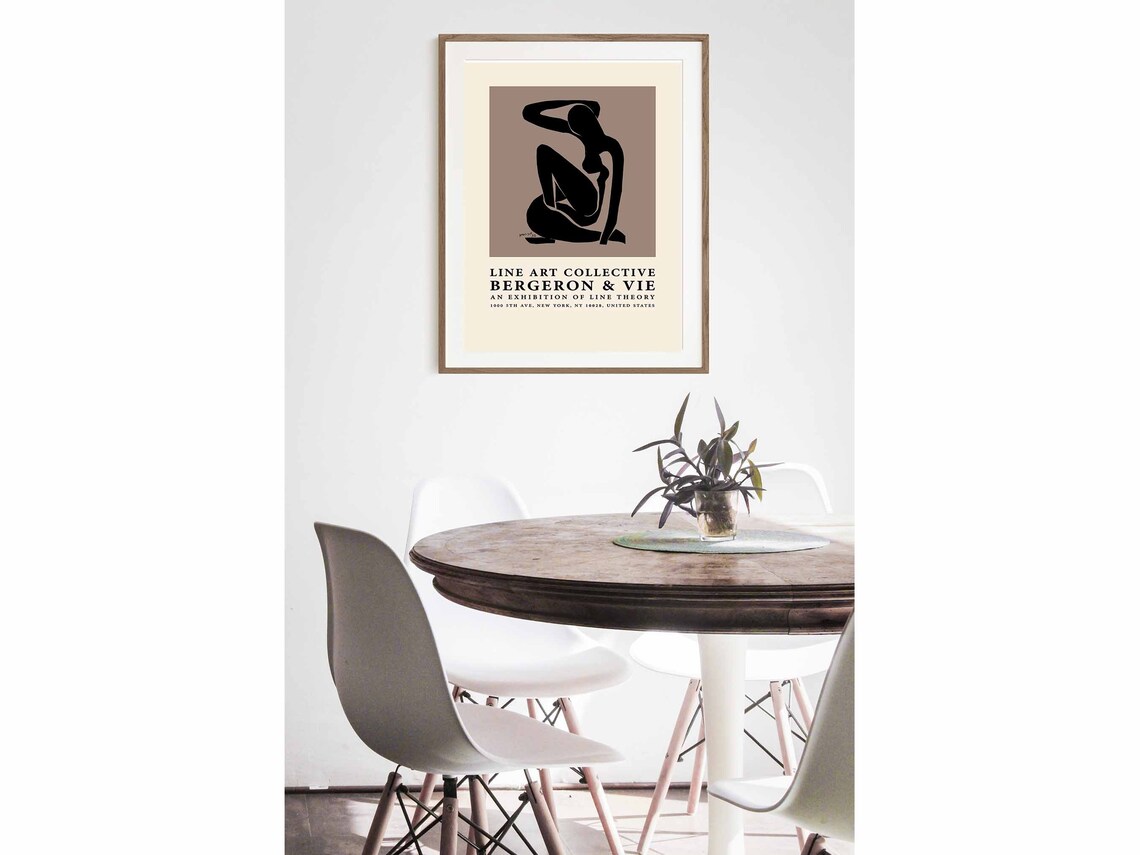 Line Art Collective Bergeron and Vie Seated Nude Line Drawing Art Poster - Image 2
