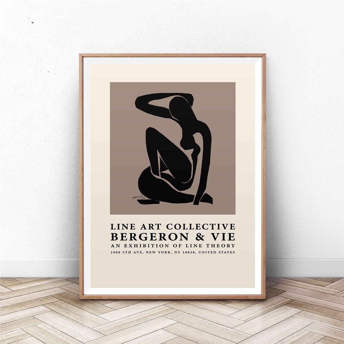 Line Art Collective Bergeron and Vie Seated Nude Line Drawing Art Poster