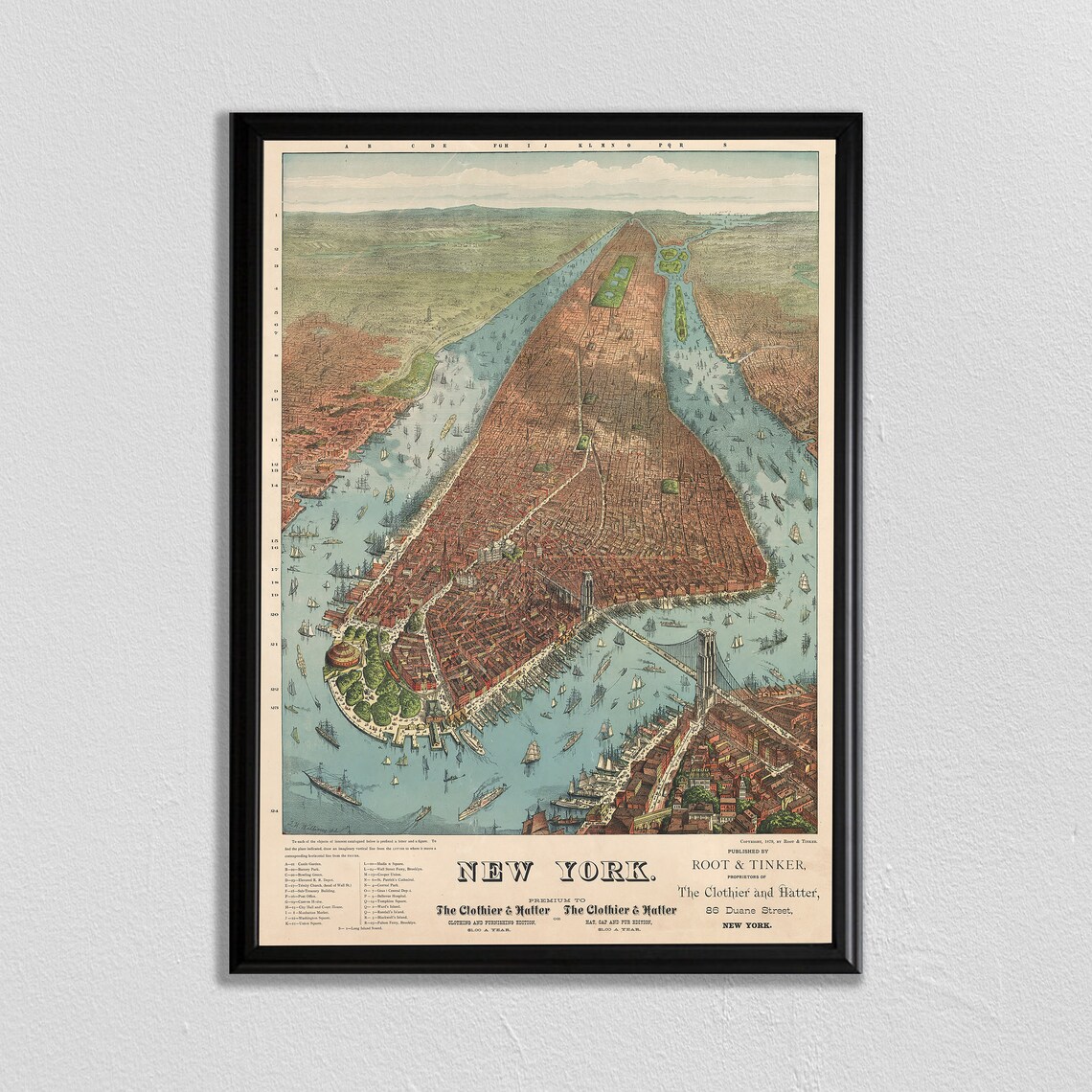New York Map, Vintage 1800s Central Park Art Print