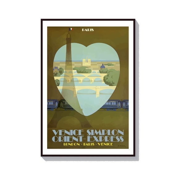 Paris Wall Art Vintage Orient Express Print Railway Poster Orient Express Paris France Art Eiffel Tower Print Condo Print