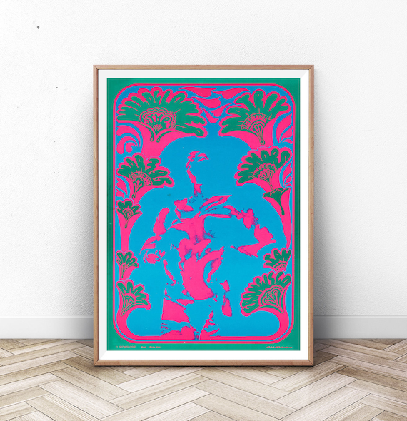 Psychedelic Concert Poster, Trippy Cannabis Art Print