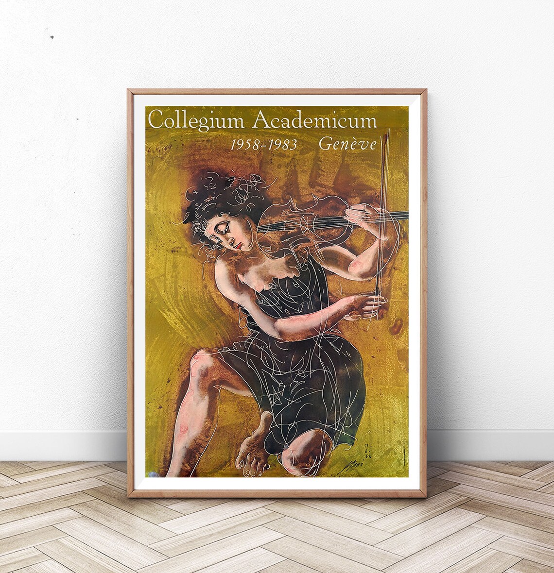 Collegium Academicum Geneve 1958 1983 Violinist Classical Concert Poster