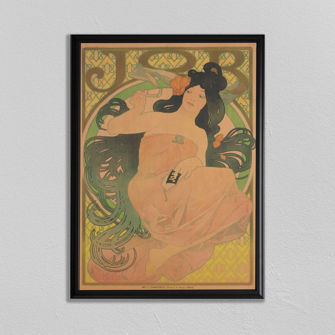Alphonse Mucha Job Art Nouveau Beauty Long Hair Vintage Ad Poster