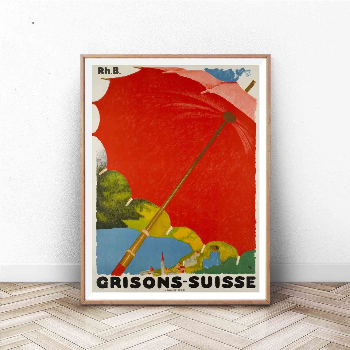 Switzerland Vintage Swiss Poster, Grisons Suisse Travel Poster