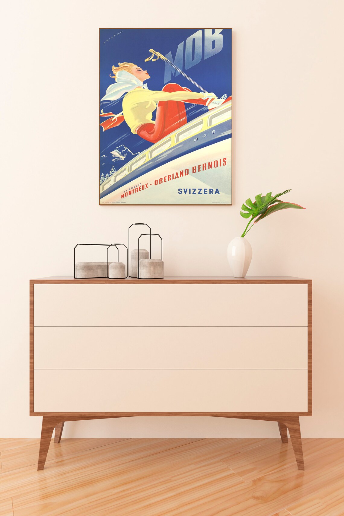 Montreux Ski Poster, Swiss Retro Travel Art - Image 2
