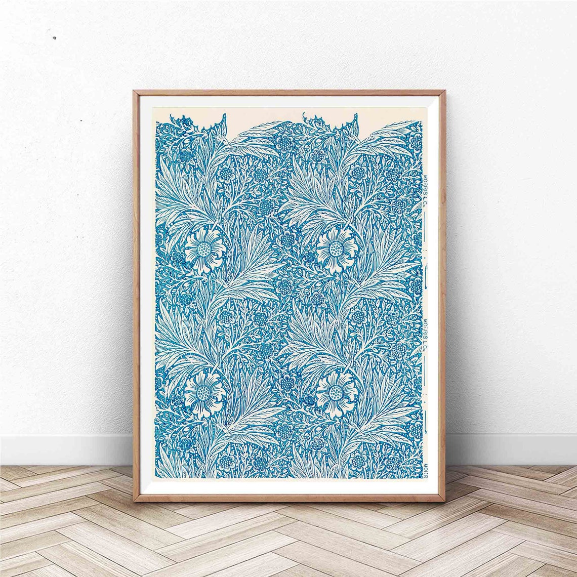 William Morris Marigold Blue Floral Arts and Crafts Pattern Art Poster
