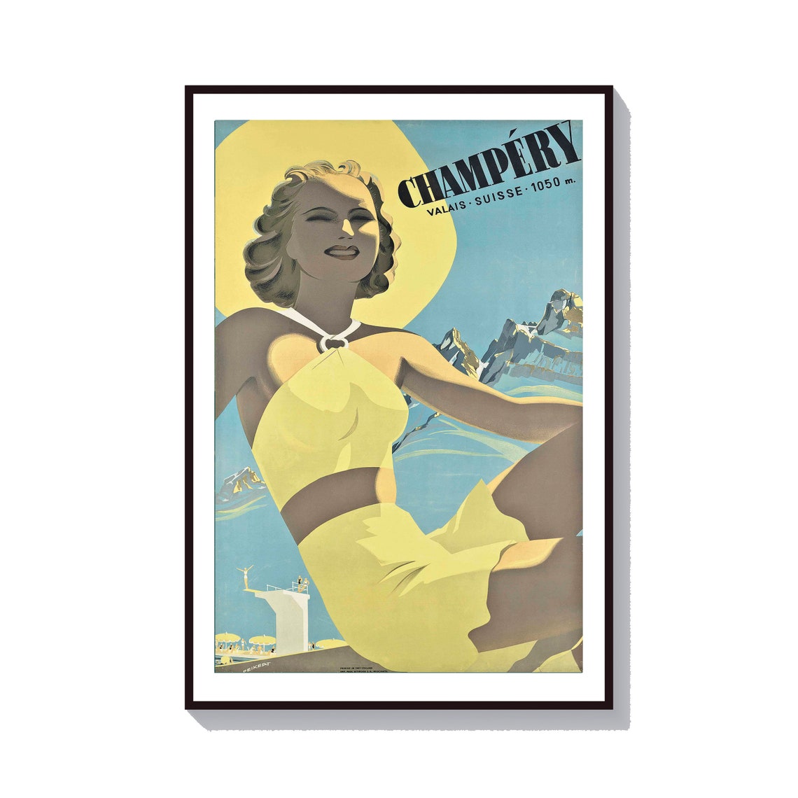 Champery Valais Switzerland Vintage Swiss Alpine Travel Poster