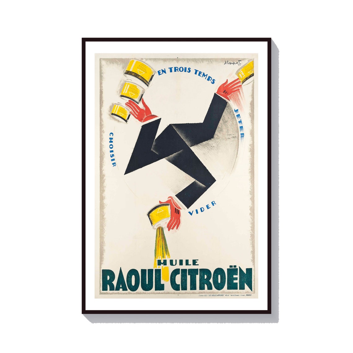Raoul Citroen Huile En Trois Temps Art Deco Motor Oil Ad Poster
