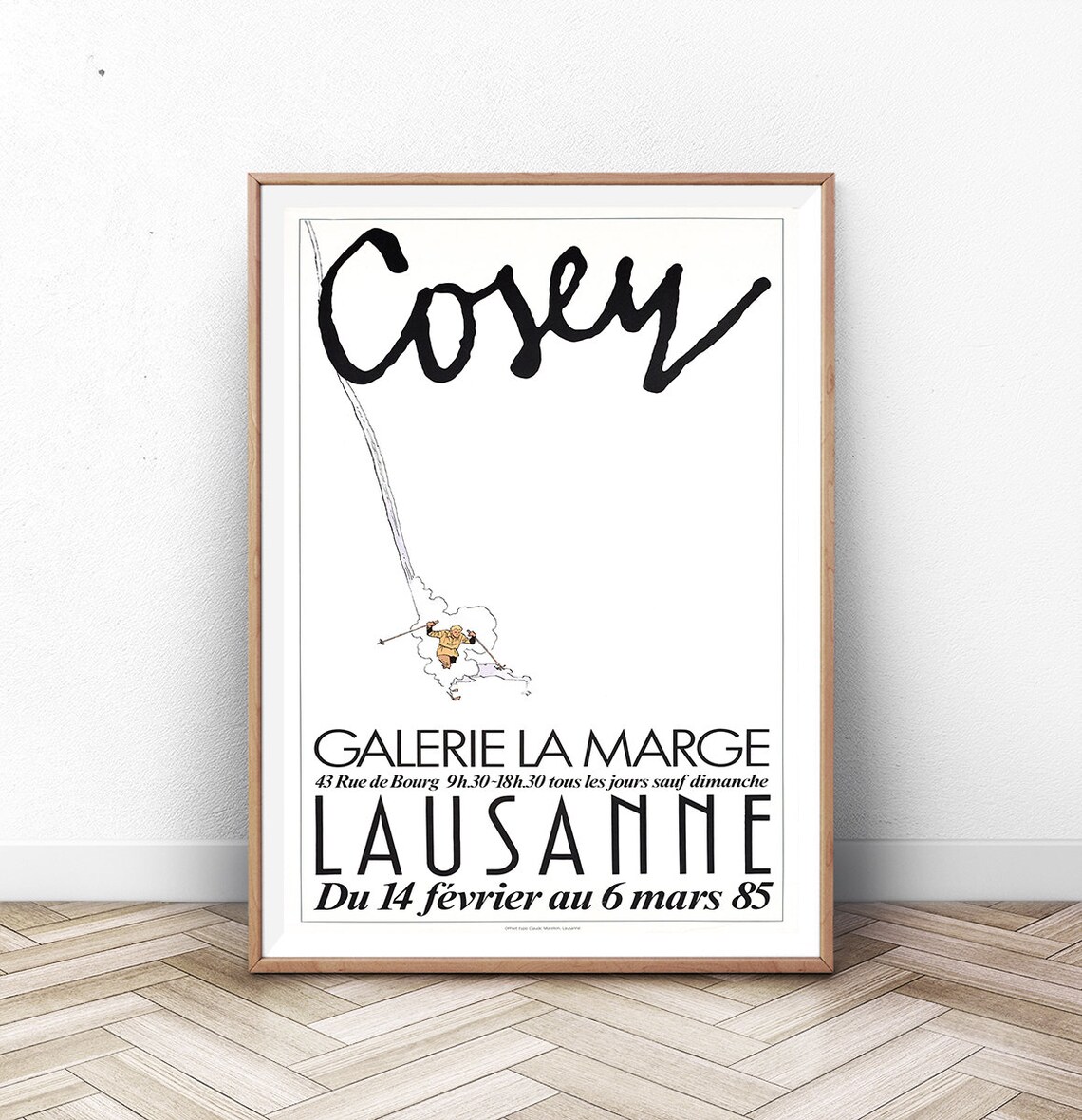 Cosey Galerie La Marge Lausanne 1985 Skier Sketch Art Poster