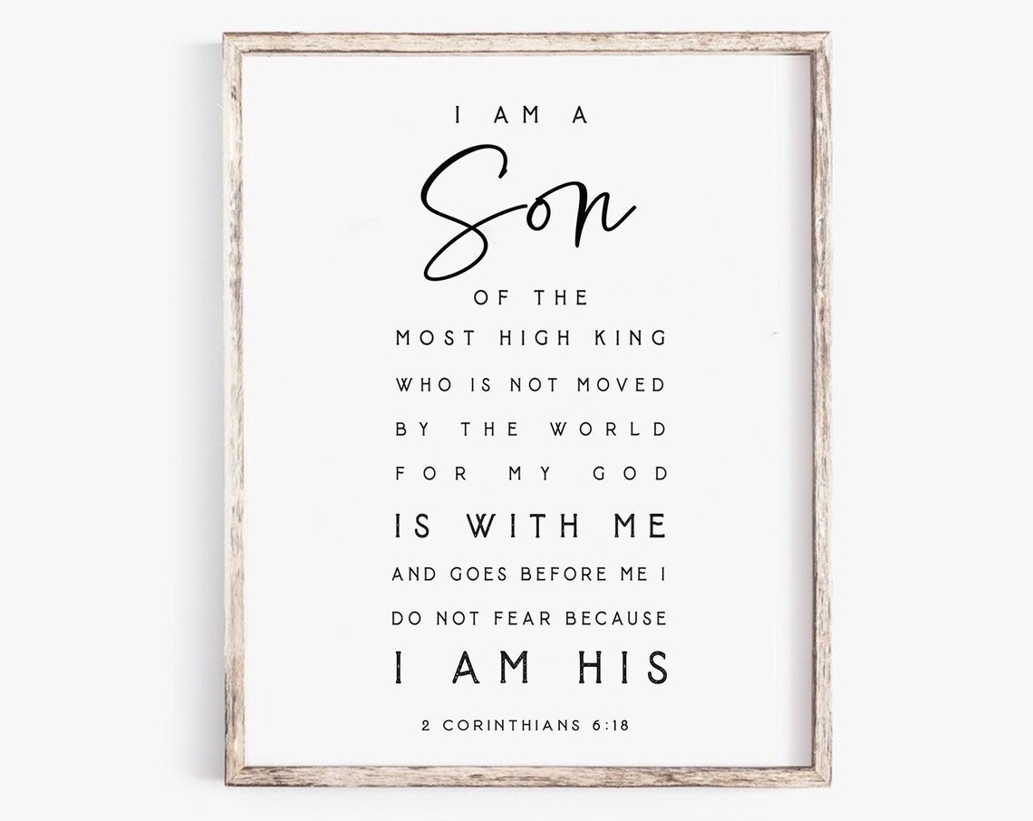 I Am The Son Of A King, Minimalist Scripture Art Print