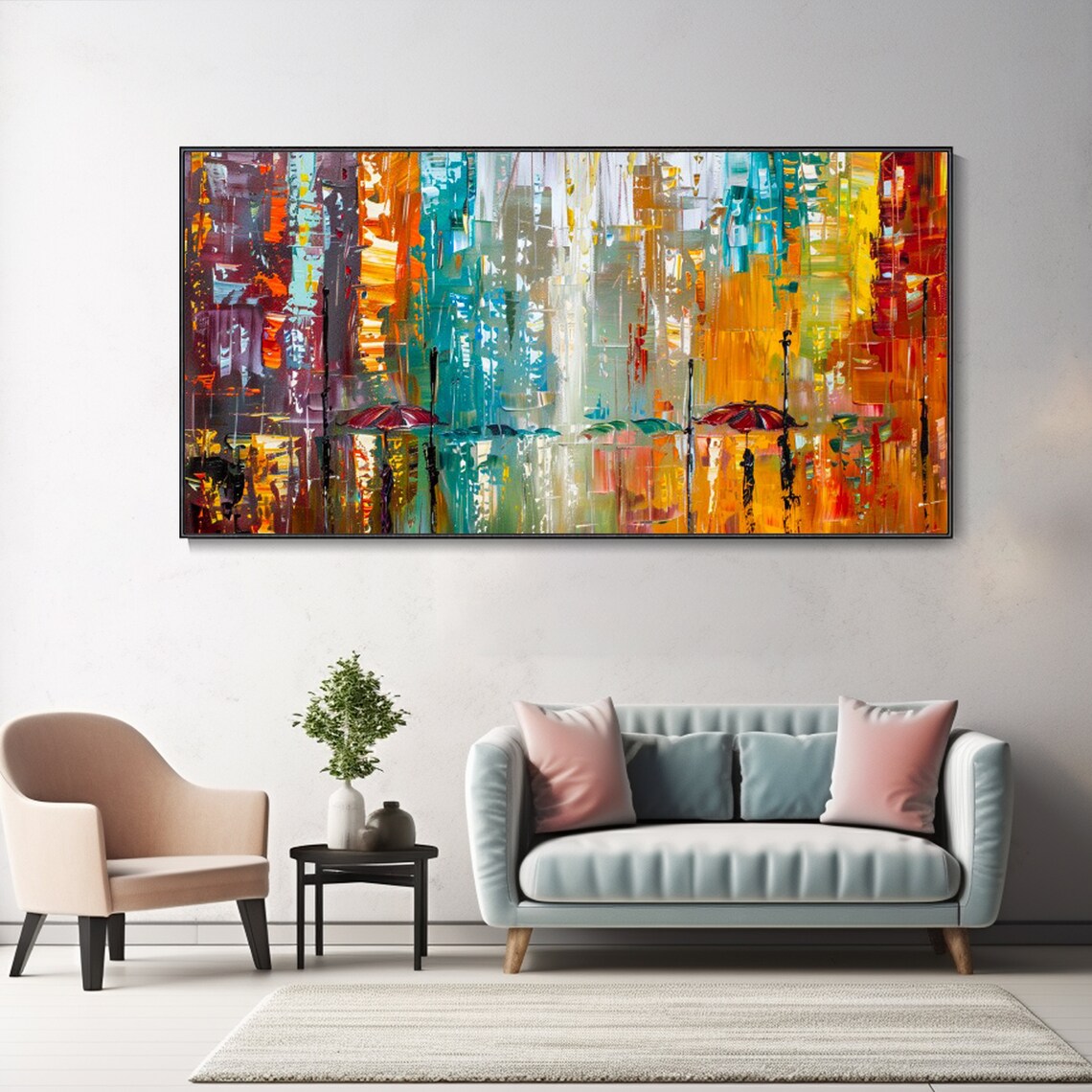 Modern Urban Abstract Oil Painting Art Print Decor - Image 3