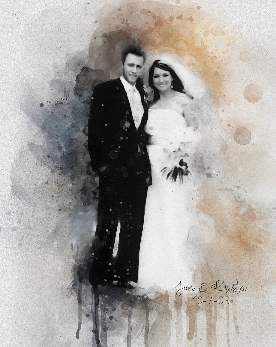 Custom Watercolor Couple Portrait, Personalized Art Print - Image 3