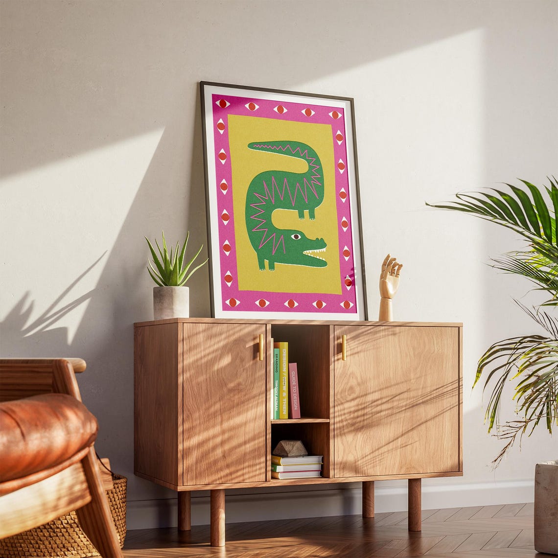 Colorful Crocodile Quirky Folk Art Playful Jungle Animal Print - Image 3