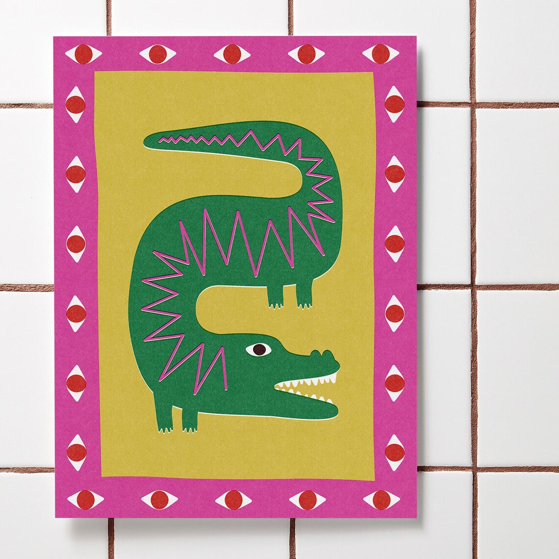 Colorful Crocodile Quirky Folk Art Playful Jungle Animal Print - Image 4